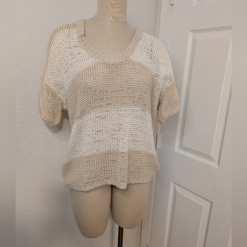 Kelvin Klain Beige and White Knit Top . Size M/L - Picture 3 of 7